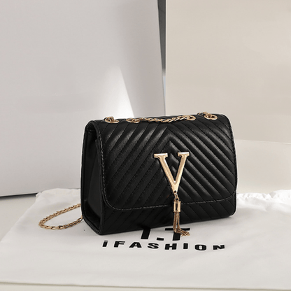 V - Fringed Chain Crossbody Bag - laseze