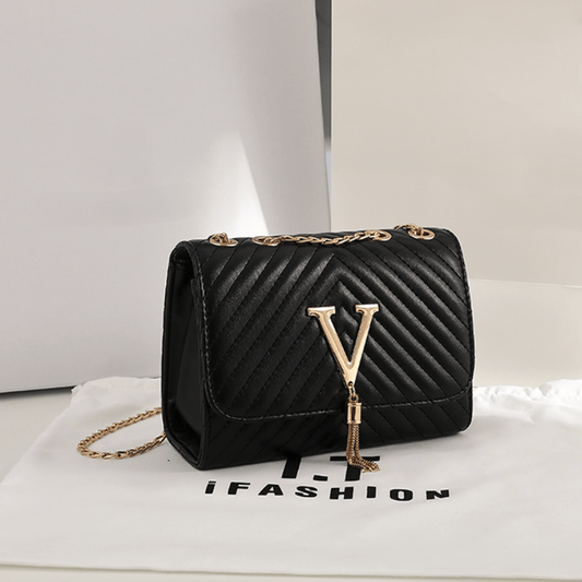 V - Fringed Chain Crossbody Bag - laseze