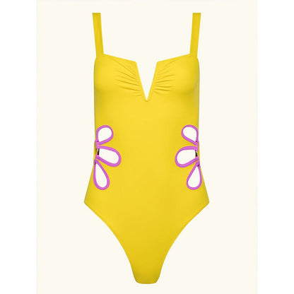 V - Neck Elegant One - Piece Swimsuit - laseze