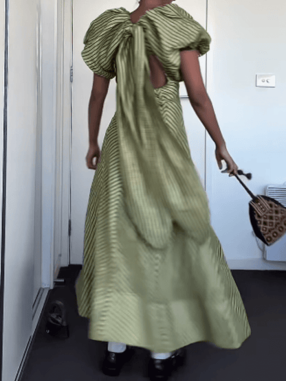 V - Neck Striped Dress - laseze