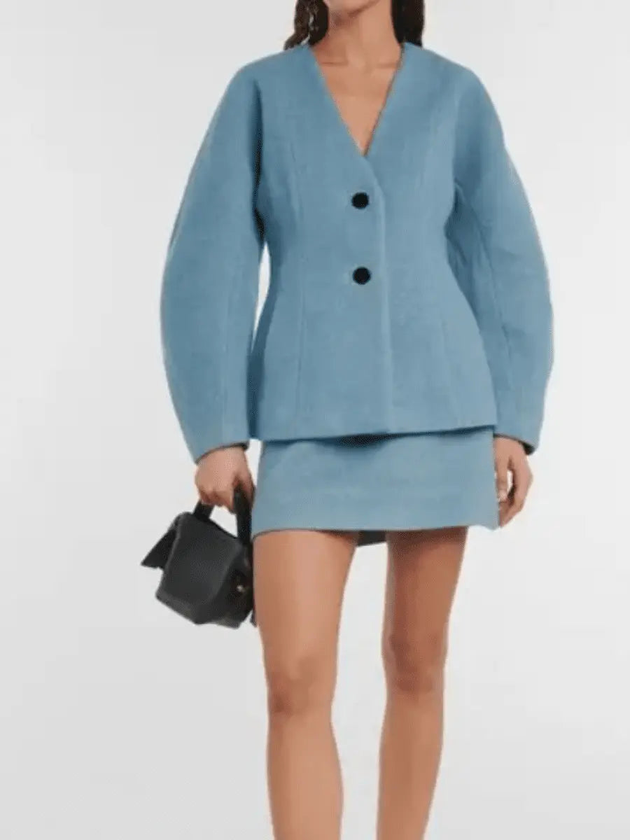 V - Neck Waist Shape Sleeve Jacket - laseze