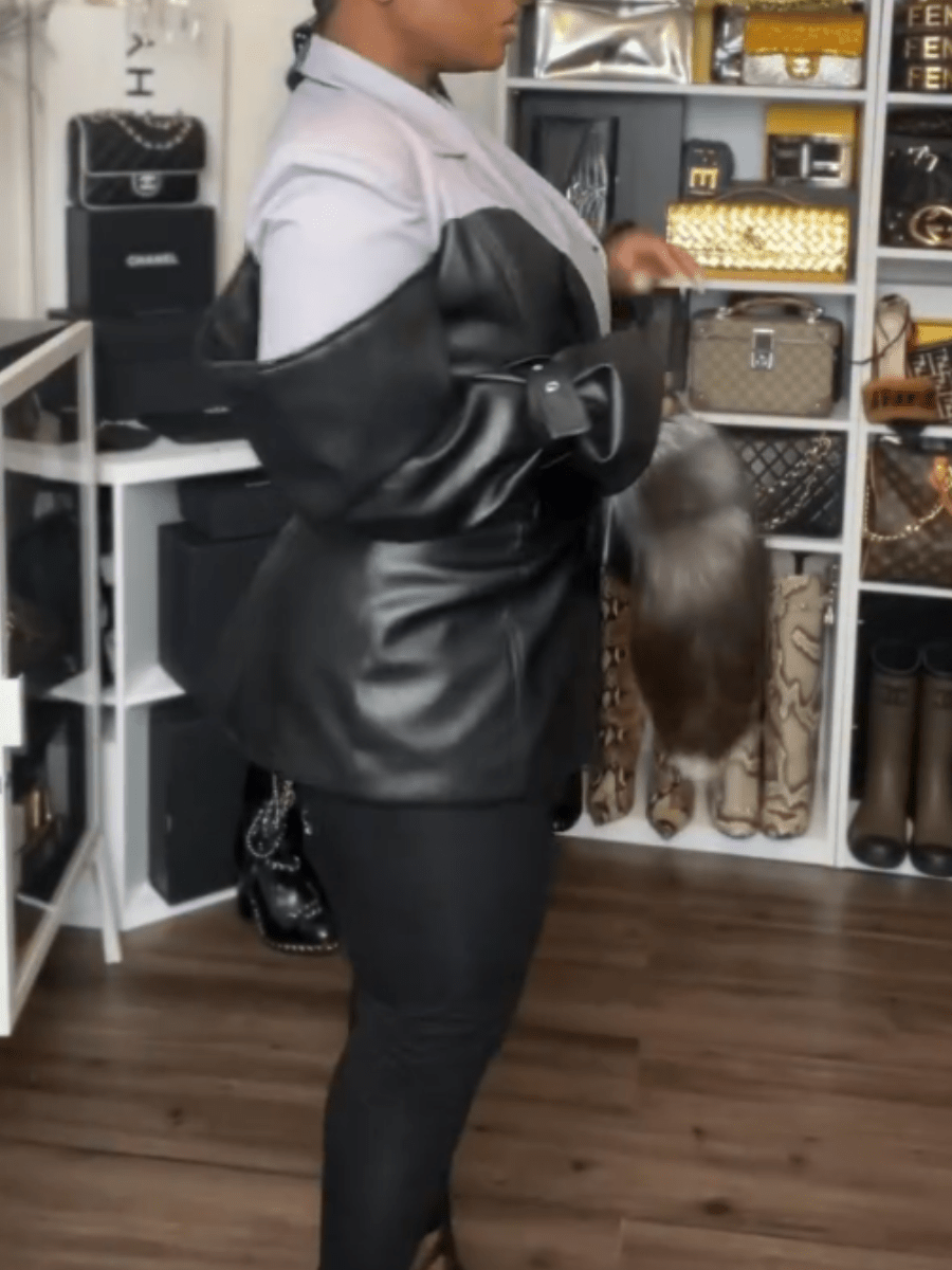 Vegan Leather Blazer – Women’s Faux Leather Tailored Jacket laseze