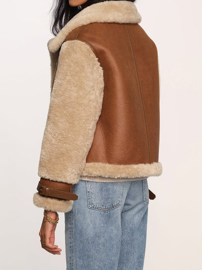 Vintage Faux Leather Oversized Stand Collar Jacket fashgoods