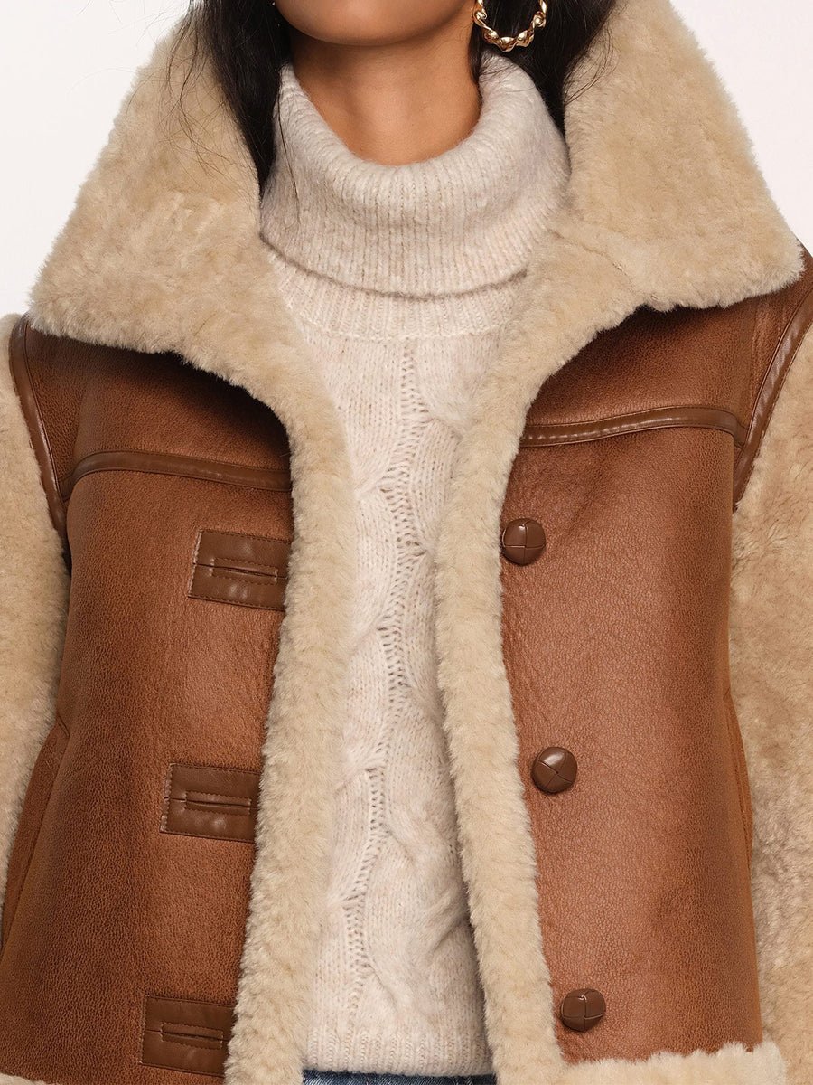 Vintage Faux Leather Oversized Stand Collar Jacket fashgoods