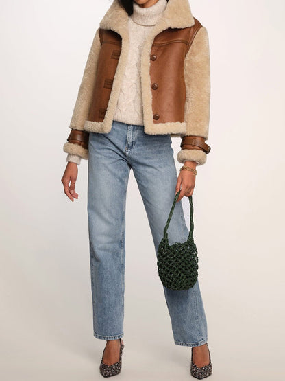 Vintage Faux Leather Oversized Stand Collar Jacket fashgoods