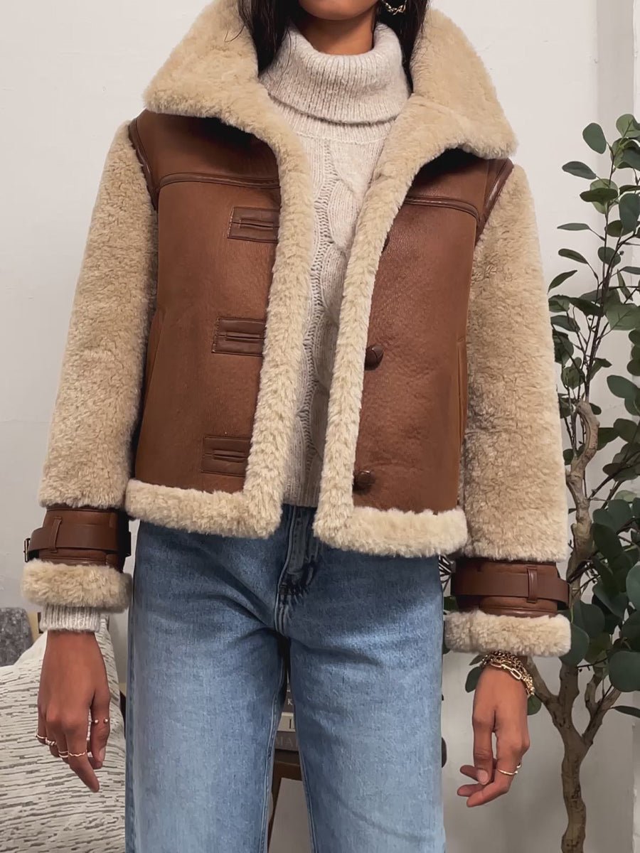 Vintage Faux Leather Oversized Stand Collar Jacket fashgoods