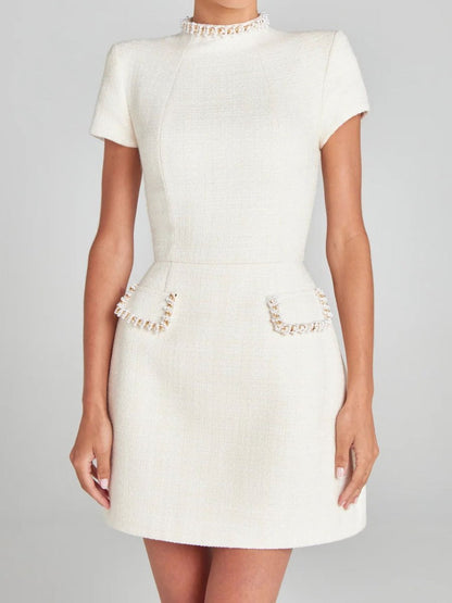 Vintage Stand Collar Beaded Dress speciaic