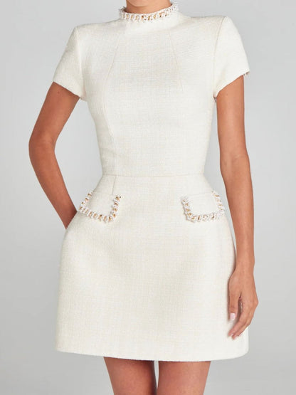 Vintage Stand Collar Beaded Dress speciaic