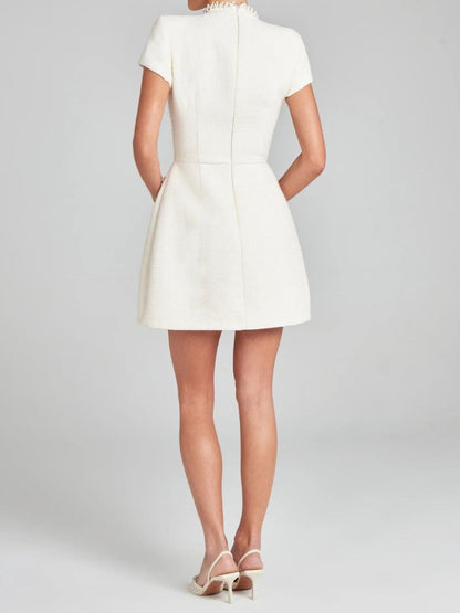 Vintage Stand Collar Beaded Dress speciaic