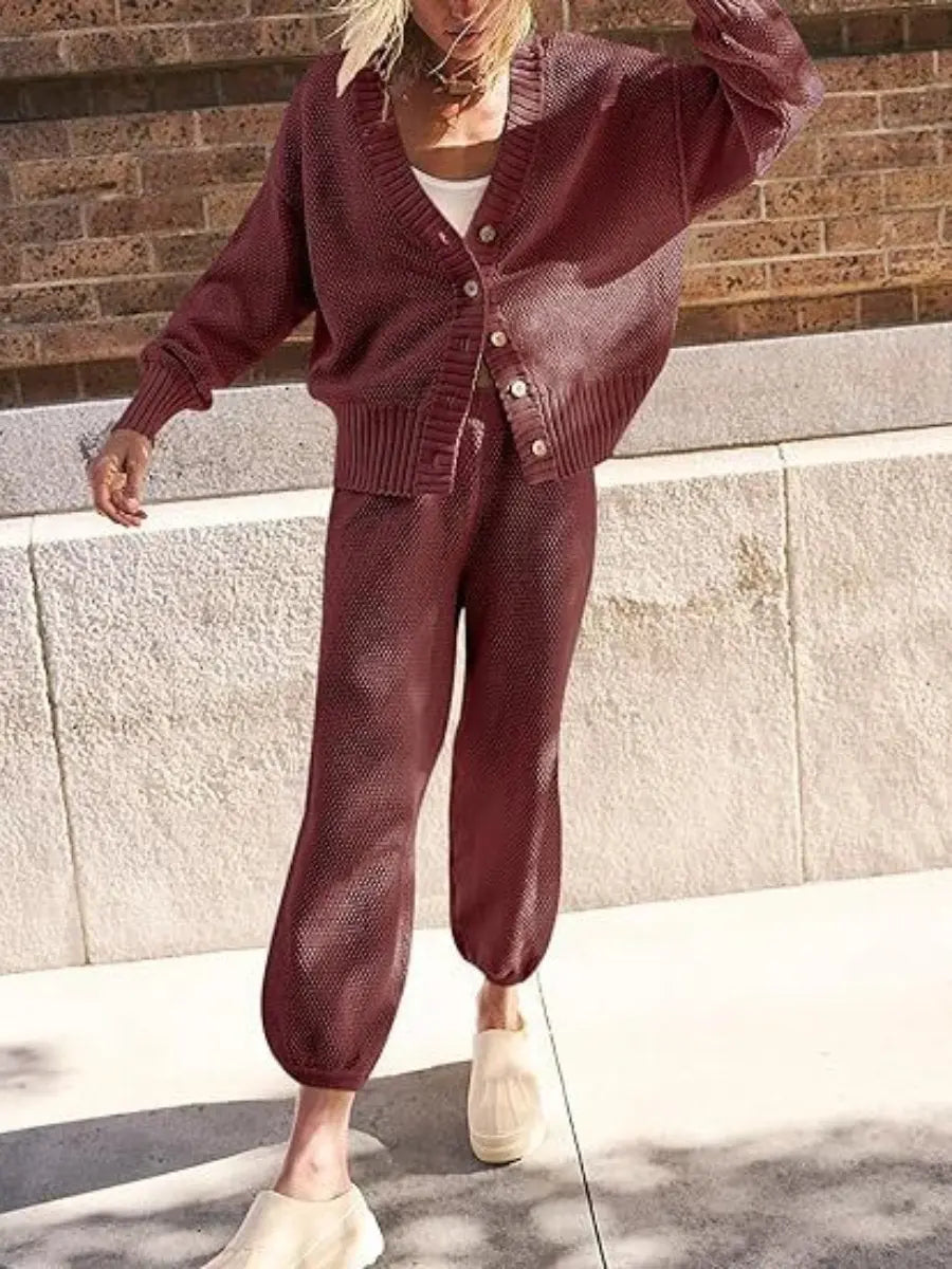 Waffles Knitted Cardigan Set mymodle