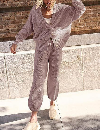 Waffles Knitted Cardigan Set mymodle