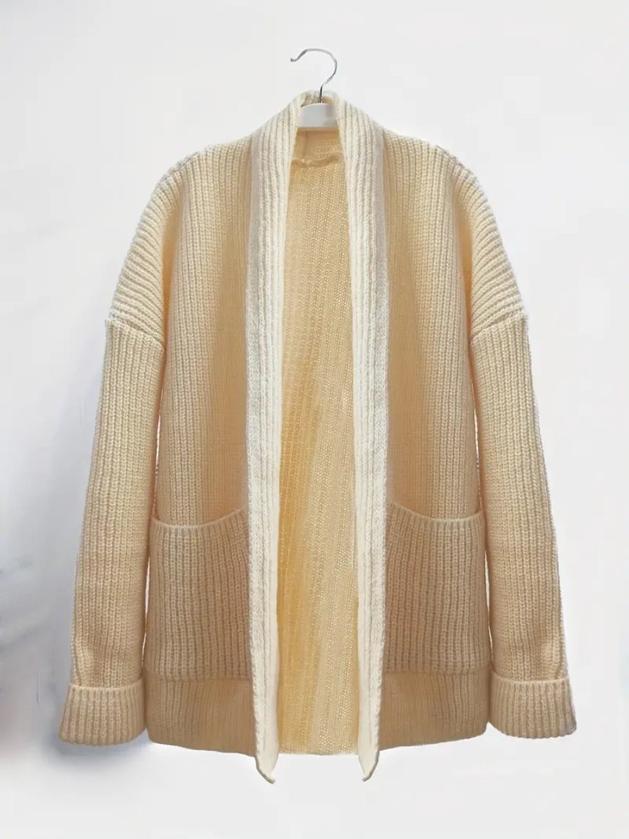 White Plain Long Sleeve Cardigan - laseze