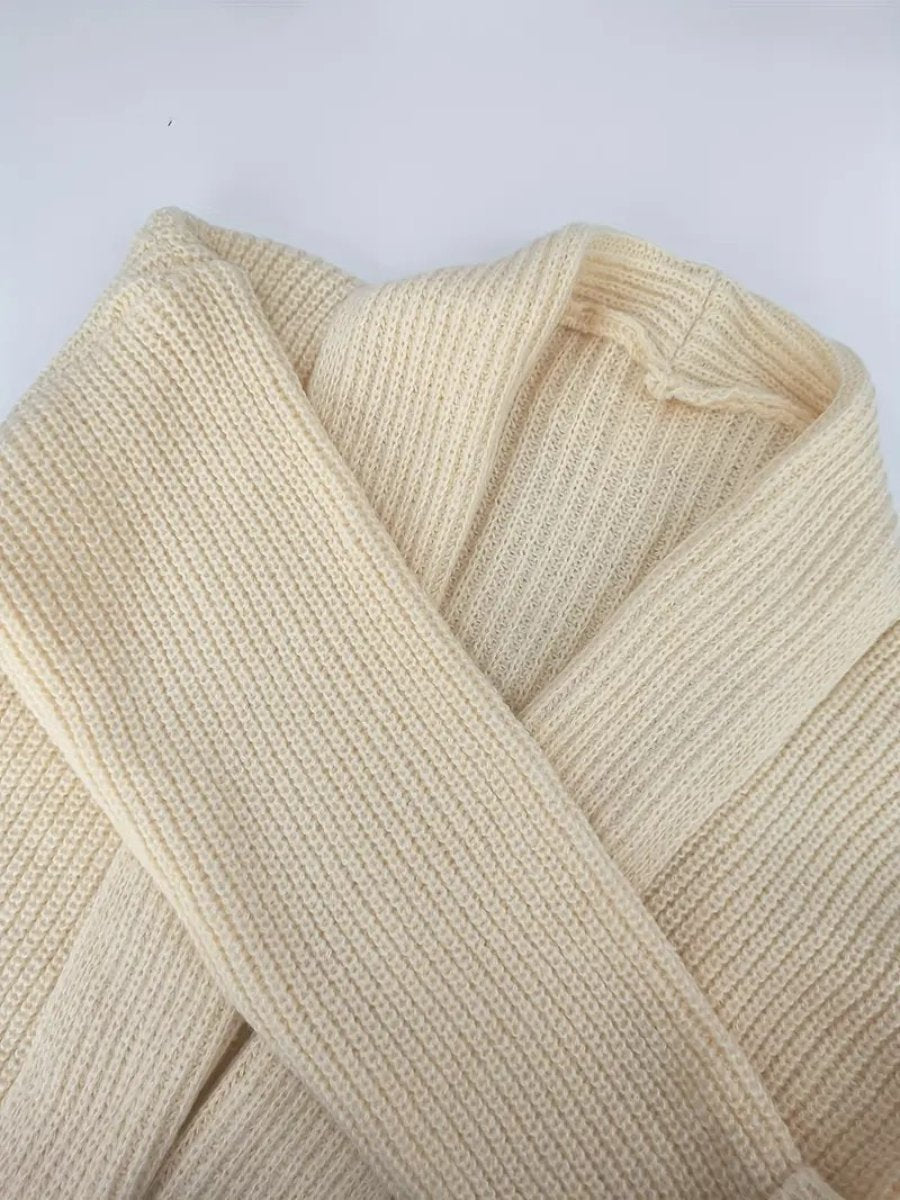 White Plain Long Sleeve Cardigan - laseze