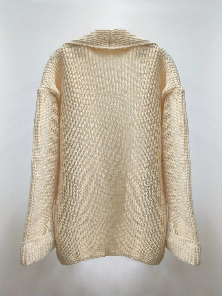 White Plain Long Sleeve Cardigan - laseze