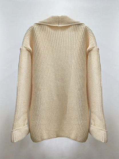 White Plain Long Sleeve Cardigan - laseze