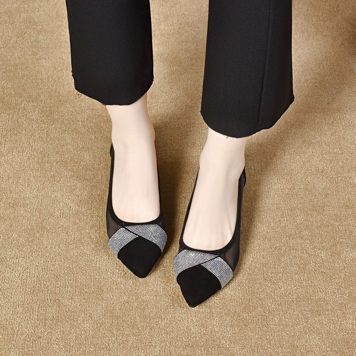 Women's Breathable Mesh Rhinestone Shoes - laseze