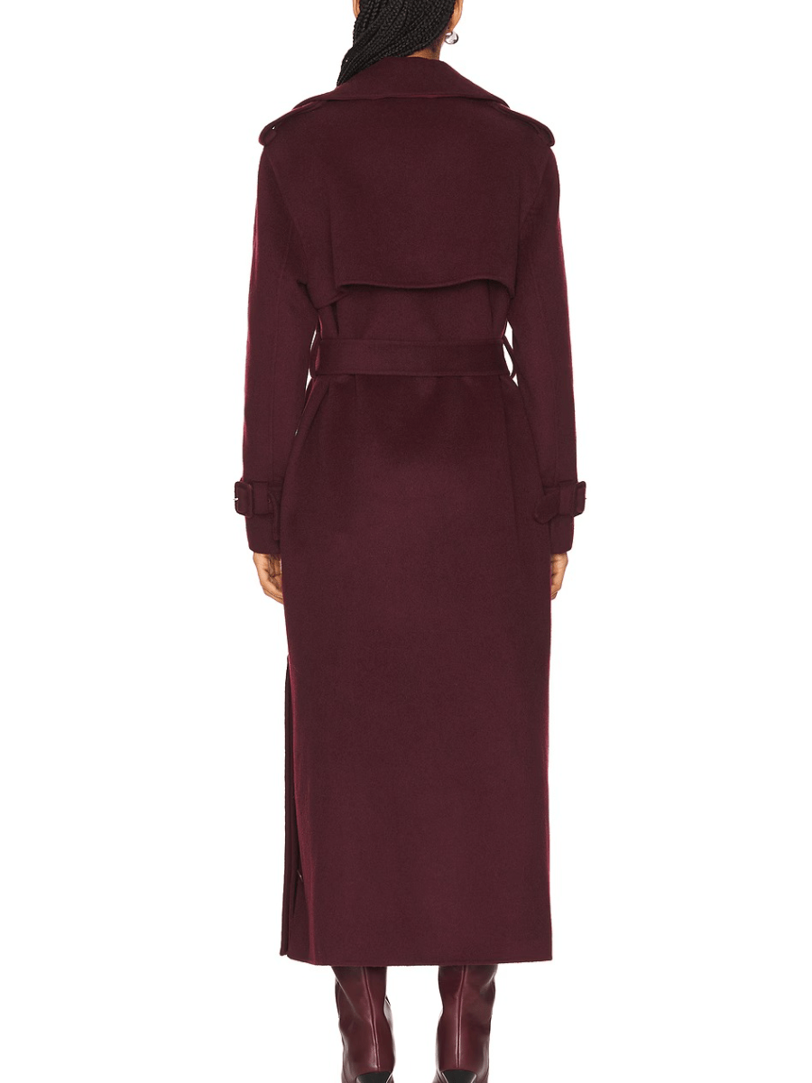 Women’s Burgundy Maxi Coat - laseze