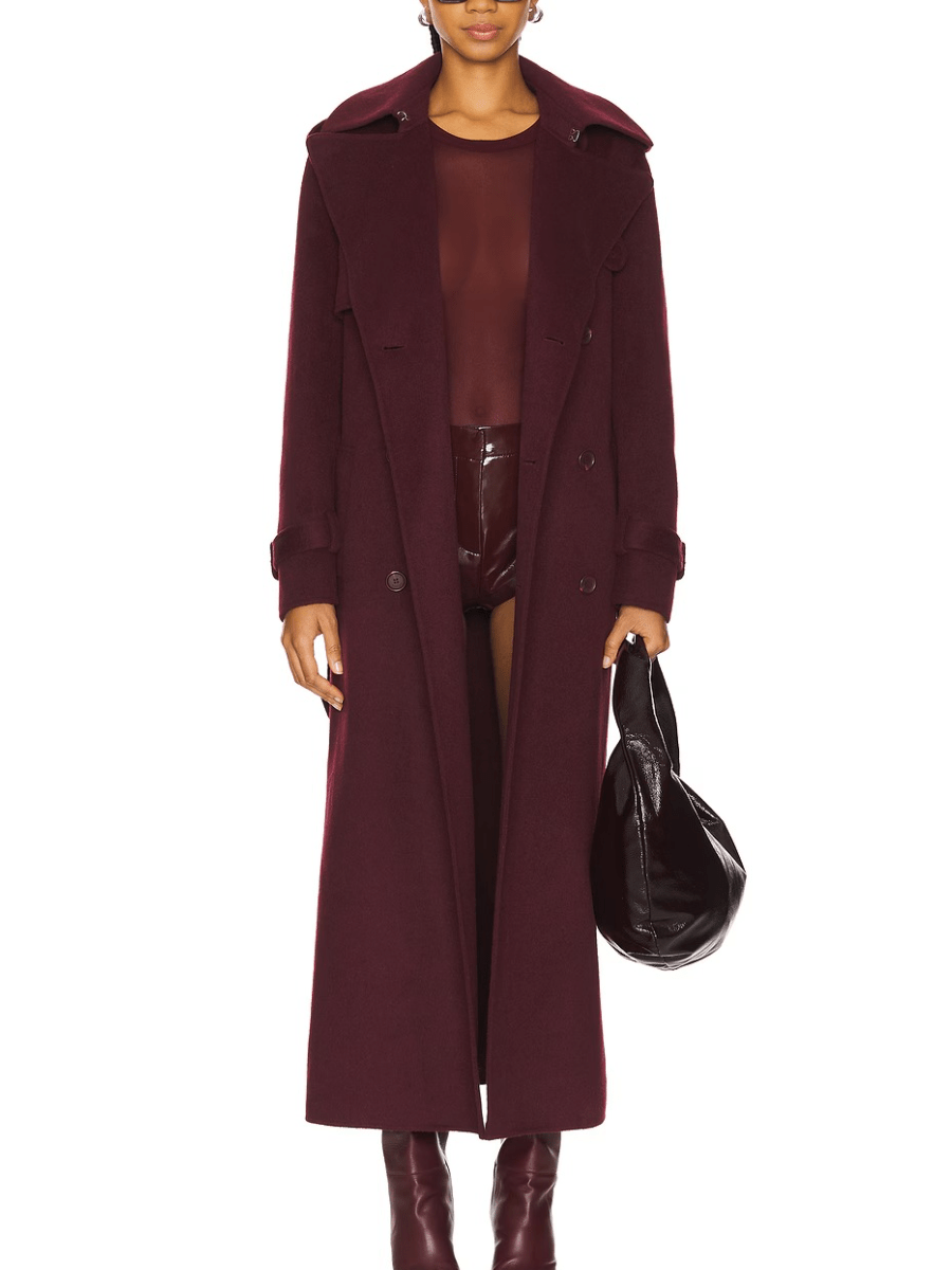 Women’s Burgundy Maxi Coat - laseze