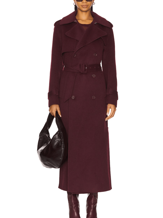 Women’s Burgundy Maxi Coat - laseze