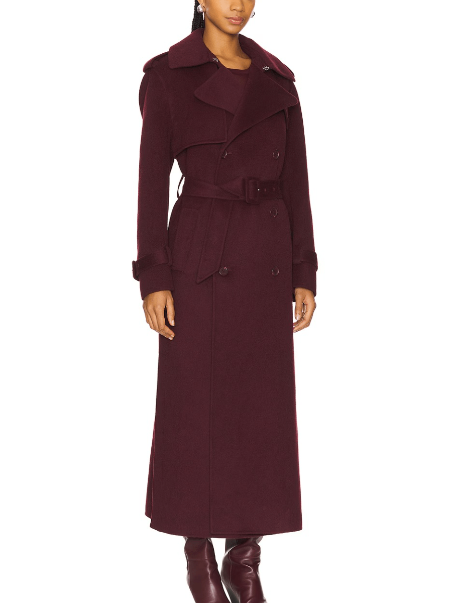 Women’s Burgundy Maxi Coat - laseze