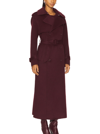 Women’s Burgundy Maxi Coat - laseze
