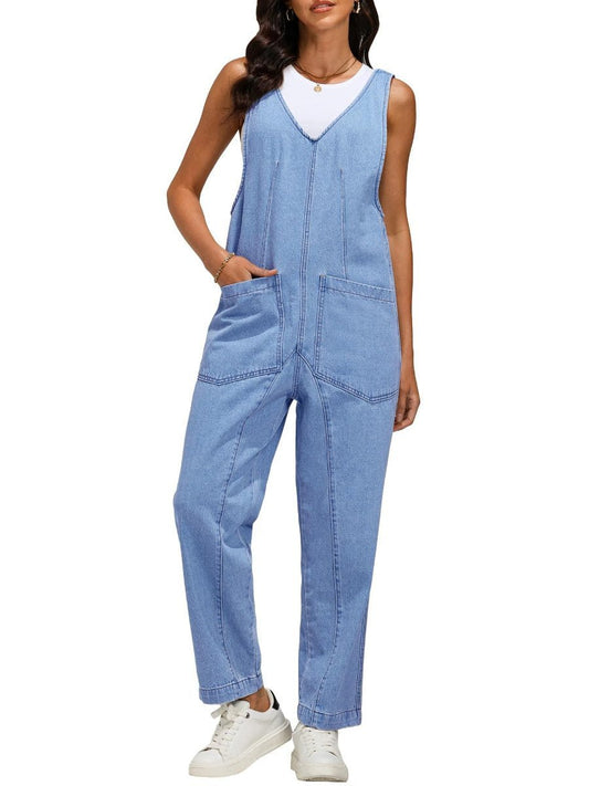 Women's Casual Loose Sleeveless Denim Jumpsuit speciaic