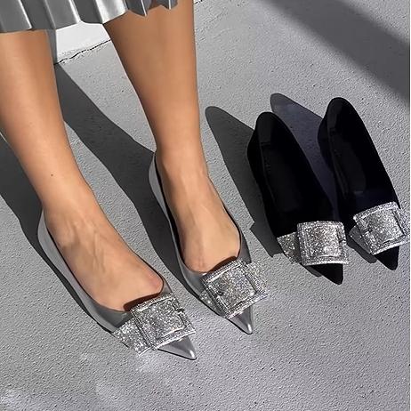 Women's Dazzle Rhinestone Flat Shoes - laseze