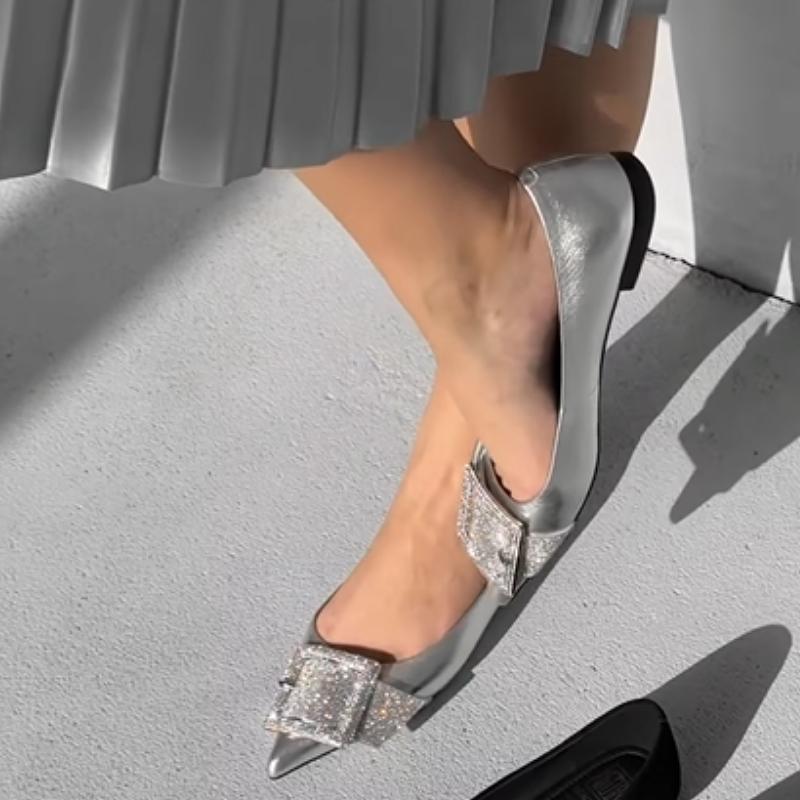 Women's Dazzle Rhinestone Flat Shoes - laseze