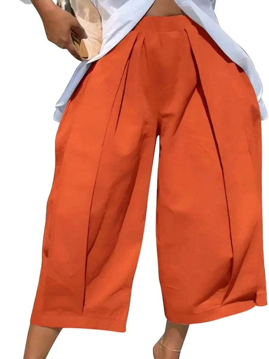 Women's High - Waisted Wide Leg Lantern Pants With Pockets - laseze