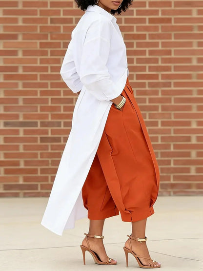 Women's High - Waisted Wide Leg Lantern Pants With Pockets - laseze