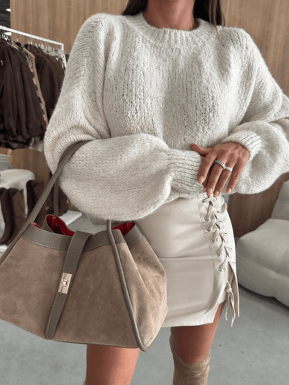 Wool - blend Sweater, Beige - laseze