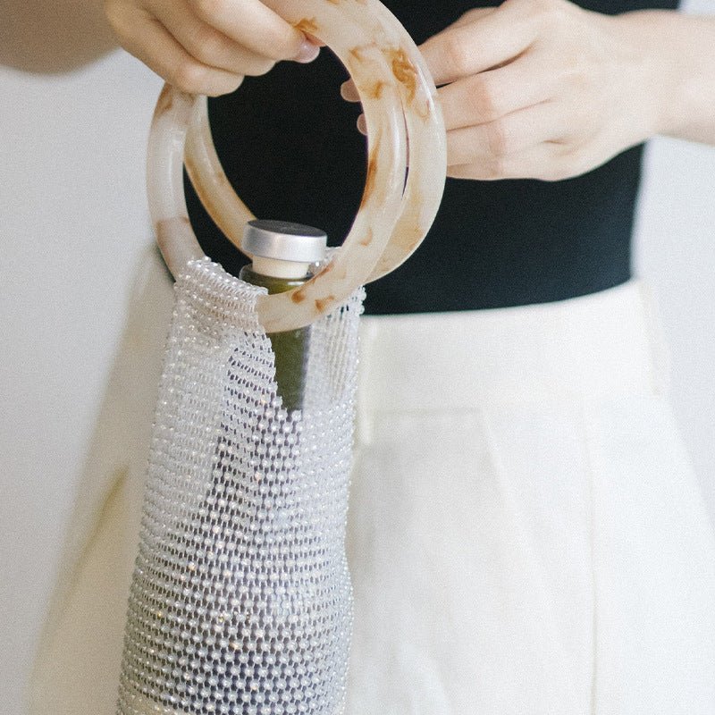 Woven Bag Crystal Bottle Tote - laseze