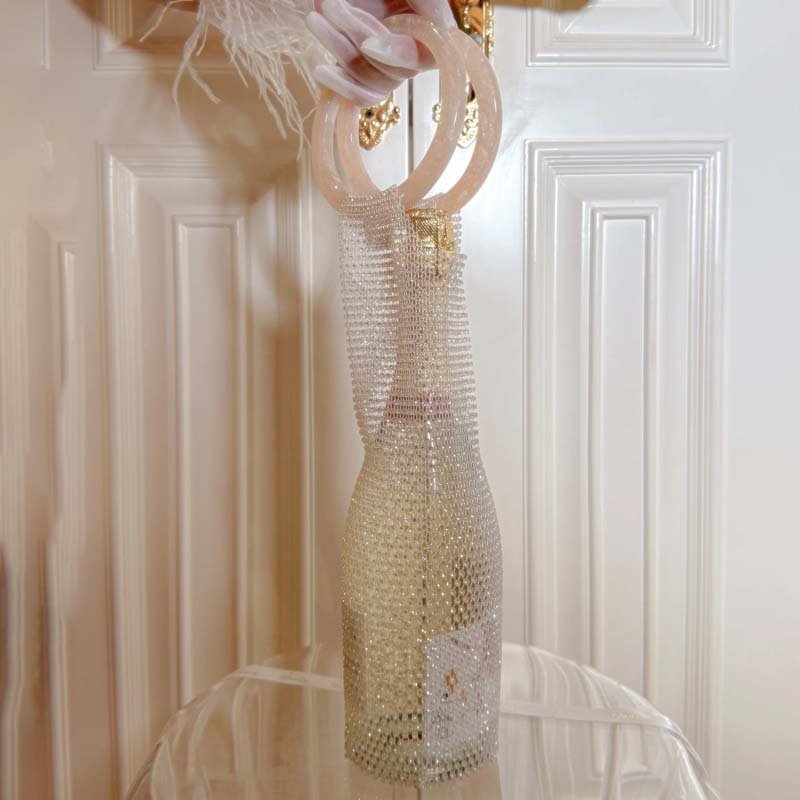 Woven Bag Crystal Bottle Tote - laseze