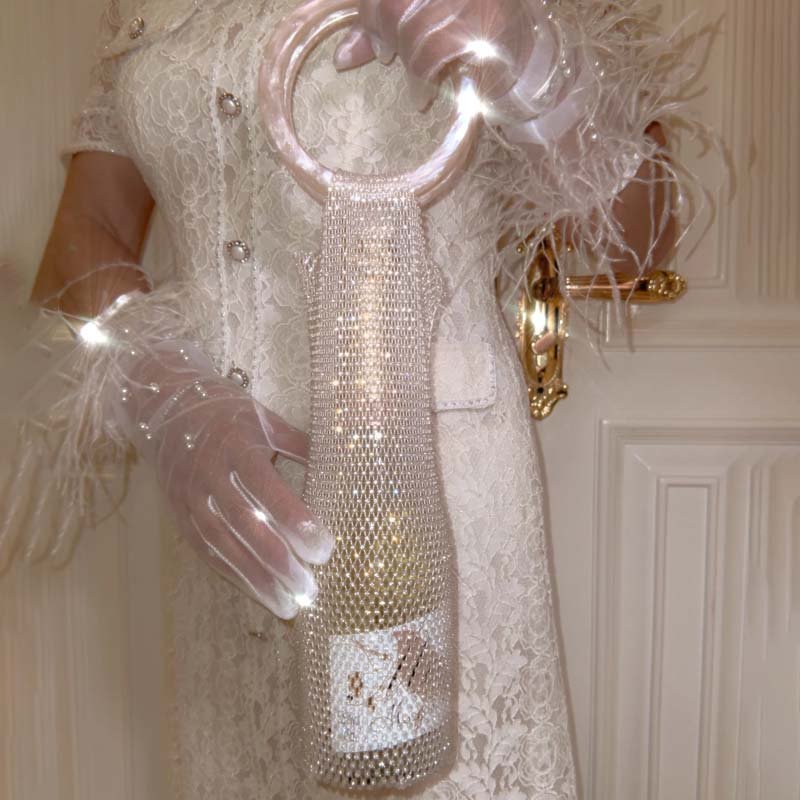 Woven Bag Crystal Bottle Tote - laseze