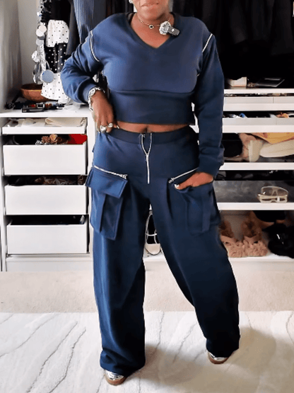 Zipped Pocket Detail Sport Suit laseze