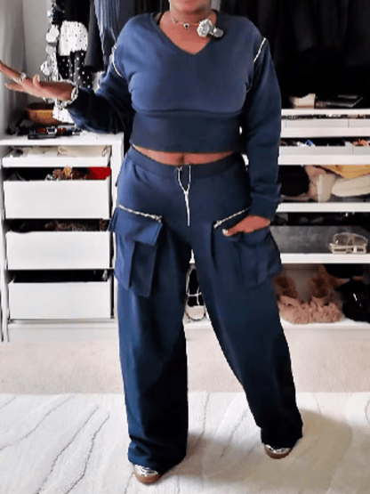 Zipped Pocket Detail Sport Suit laseze