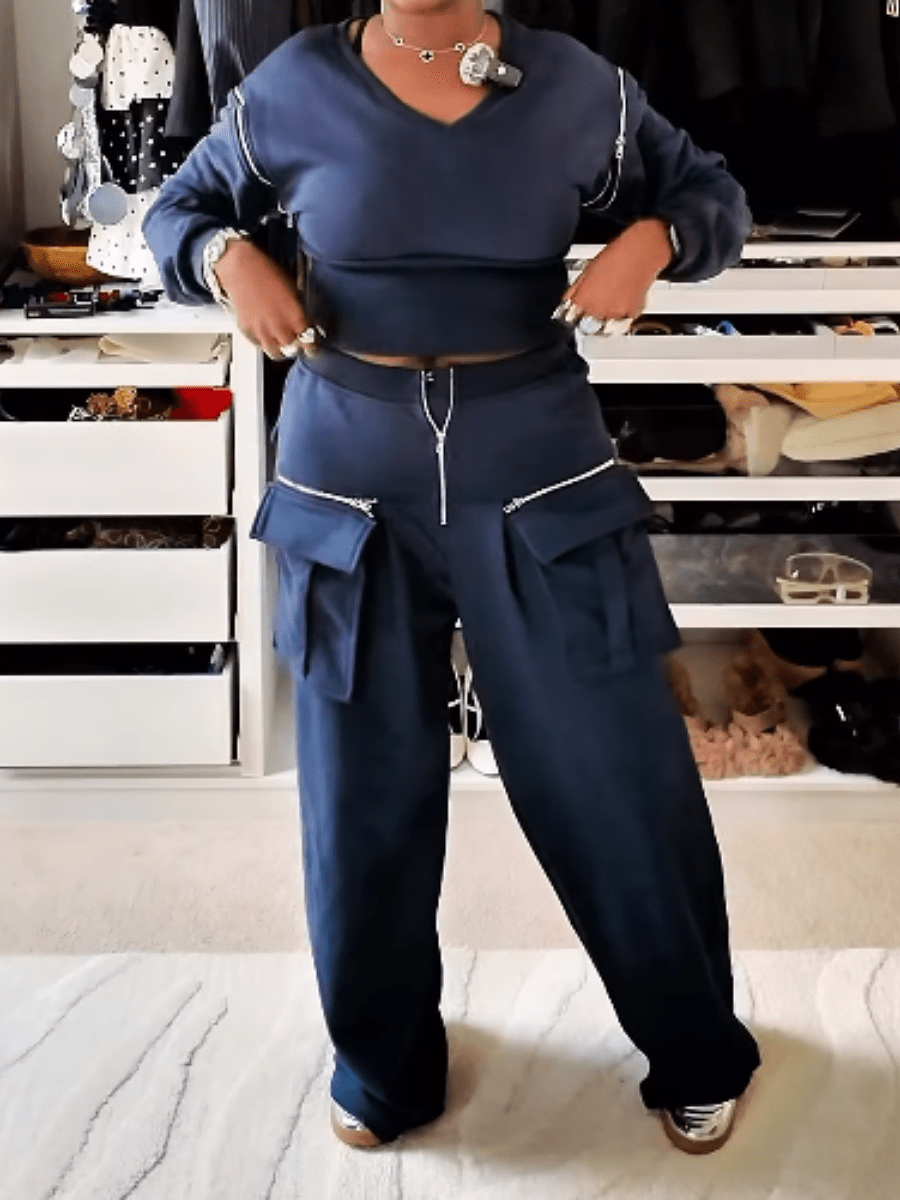 Zipped Pocket Detail Sport Suit laseze